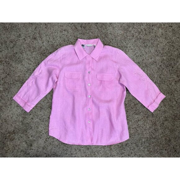 Richard Malcolm Pink Classic Button Shirt Irish Linen Quiet Lux Basic Country M - Picture 1 of 10
